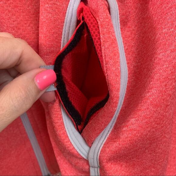 Nike Dri-Fit Red Zip-Up Jacket Gray Trim Detail - Picture 6 of 12
